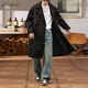 Foss Phil windbreaker men's autumn and winter loose casual mid-length jacket light mature style coat jacket 2407 black M