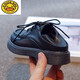 G.duck children's small leather shoes 2023 spring new British style loafers versatile shoes boys and girls black performance shoes Velcro black size 15 26 inner length 16.2cm