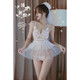 Lover's Fun Wedding Dress Set Bridal Headwear Forest Versatile Simple Super Fairy Flower Hairband White Suit + Stockings