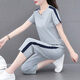 
NY-EMMA sports suit for women short-sleeved summer thin high-end stylish small casual and fashionable running suit two-piece set 683 khaki (crop pants set) XL (recommended 110-125 Jin [Jin equals 0.5 kg])