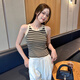 俞兆林条纹针织背心女显瘦短款内搭辣妹吊带外穿圆领无袖上衣春夏