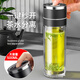First idea of a one-click open lid glass car-mounted double-layered tea and water separation cup, quick-opening and bubble-proof tea cup for men, special for driving and warm, upgraded steel lid 500ml-quick-opening double-layered thickening
