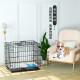 Hanhan Pet Dog Cage Cat Cage Dog Cage Small Dog Cage With Toilet Puppy Folding Portable Cat Cage Pet Cage Rabbit Cage Black Front Disk Dog Wire Cage 70*50*60cm