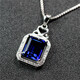 DRJEFUN Rectangular Tanzanite Sapphire Pendant Necklace Pendant Women's Blue Tanzanite Pendant Diamond Silver Jewelry Rose Gold (Main Stone 10X12mm) with Chain