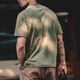 Madden Workwear American Distressed Henley Shirt Pure Cotton Breathable Casual Short Sleeve Ami Khaki Tough Guy T-shirt Men's Trendy Summer Green XL