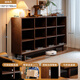 Qingju pure solid wood bookshelf storage rack floor-standing solid wood bookcase integrated wall-mounted children's living room storage low cabinet lattice cabinet 12 compartments | walnut color 150cm shipped in one package 3A grade rubber wood + adjustable shelves + door-to-door delivery