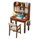 Clothmaker Clothmaker furniture solid wood small desk bookshelf integrated single computer desktop table small apartment student bedside study table 90cm long walnut color desk 90*60*75cm bookshelf version