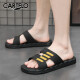 Cardile crocodile slippers men's casual slippers bathroom home flip flops versatile sandals shoes men 1492 black gold 41