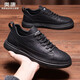 Aokang Men's Shoes Men's 2025 New Autumn and Winter Casual Shoes Men's Business Casual Leather Shoes Men's Low-top Sneakers Black 45