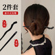 Miao Yijia black sandalwood hairpin, ancient style hairpin, new Chinese style wooden hairpin, high-end antique sandalwood Hanfu headdress, hairpin, plain silk + Tianzhi, two-piece set of ebony wood hairpin
