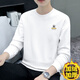 KULUOGE high-end brand sweatshirt men's trendy brand ins round neck bottoming shirt 2025 spring, autumn and winter new loose casual long-sleeved T-shirt white regular L (131-149Jin Jin equals 0.5 kg)