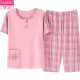 Modal middle-aged mother pajamas for women in summer pure cotton short-sleeved cropped pants plus fat plus large size home clothes middle-aged and elderly suit t3937 L (100-115Jin [Jin equals 0.5 kg])