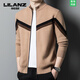 Lilang 100 cashmere cardigan men's autumn and winter business casual warm solid color sweater sweater jacket gray 3XL recommended 175-185