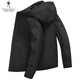 Dances with Wolves Windproof and Anti-wrinkle Hooded Jacket Men's Removable Hood 2026 Spring New Men's Casual Jacket 1025 Black 001-Fleece L (175)