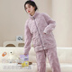 Langsha pajamas women's autumn and winter thickened coral velvet home clothes two-piece set that can be worn outside zipper stand collar women's warm velvet suit