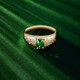 Yicai natural tsavorite ring women's 18k gold diamond ring birthday gift for girlfriend Tsavorite 1 carat/Gilder