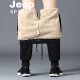 Jeep Jeep Pantalones casuales Casual Autumn and Winter Long pantalones Outdoor Plus Fat Plus Bigy Men's Winter Plus Velvet Velvet Pantalones calientes 866 Negro (bolsillo con cremallera) 2XL (130-145Jin [Jin iguala 0.5 kg])