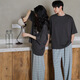 In Shimmer, summer pure cotton couple pajamas, thin short-sleeved plaid trousers set, large size cool cotton pajamas set, men's XL