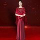 Wedding celebration mother's evening dress 2025 new style elegant and high-end young luxury high-end wedding dress for mother-in-law wedding dress burgundy plus shawl 2-piece set M