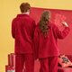 Fenten Couple's Pajamas Autumn and Winter Zodiac Year of the Snake Lapel Double-sided Coral Velvet Home Clothes Couple's Pajamas Set Big Red (Women's Style) 2XL