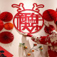 Big group and small circle New Year decoration Year of the Dragon Spring Festival living room latte art New Year blessing stickers hanging TV background wall New Year scene fan flower Happy New Year dragon horn square style