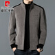 Pierre Cardin 2025 high-end woolen jacket men's autumn and winter fashionable casual wool jacket stand-up collar jacket middle-aged dad top camel M 170