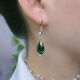 Youguang Lexia Korean style temperament green water drop earrings for women 2024 new trendy zircon long earrings white and versatile earrings green water drop ear buckles