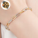 Wenyingwei Enya 18k gold double card bracelet large card double ring bracelet lNS light gold style large gold chain 18k yellow 16+3cm
