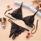 Couple's underwear sexy double temptation L sexy men's JJ women's open see-through lace thong sm passion suit black bra