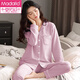 Pyjamas de coton pur modal pour les femmes au printemps et à l'automne Cardigan à manches longues pour le milieu d'âge et les jeunes décontractés et confortable coton en vrac de vêtements 9901 # m