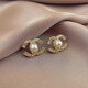 Xiaoxiangfeng earrings for women 2024 new hot style high-end light luxury temperament imitation pearl earrings French earrings-656 Double C imitation pearl earrings-656