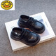 G.duck children's small leather shoes 2023 spring new British style loafers versatile shoes boys and girls black performance shoes Velcro black size 15 26 inner length 16.2cm