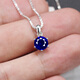 CEENIU Fat Donglai's same style sapphire pendant six-claw round necklace pendant clavicle short style women's one carat tanzanite ocean with chain/1 carat 6.5mm/MD5