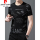La nueva camiseta de manga corta para hombres de Pier Cardinxia, ​​algodón puro de algodón puro, versátil, tapa delgada delgada, cuello redondo, chaqueta de sudadera 723 Diamond V [negro] corto 165/m sugiere 90-110jin [Jin equivale a 0.5 kg]
