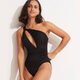 SEAFOLLY Women's one-shoulder hollow one-piece swimsuit Eco-friendly fabric Full coverage design Eco Collective Black 4