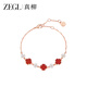 Caizhi Zhenliu Designer 925 Silver Four-leaf Clover Bracelet Women's Light Luxury Niche 2025 New Red Agate Bracelet Black Agate Four-leaf Clover Bracelet 18.5cm