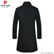 Pierre Cardin brand young and middle-aged woolen windbreaker jacket for men, mid-length no more than knee business slim handsome coat for men windproof dark gray 2XL130-145Jin Jin equals 0.5 kg