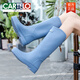 卡帝乐鳄鱼（CARTELO）日系高筒雨鞋女款时尚外穿防滑防水耐磨胶鞋赶海厨房长筒软底雨靴 689女雨鞋蓝色 40