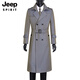 JEEP SPIRIT Men's Spring and Autumn Over-the-Knee Long Fashionable and Handsome Color Changing Extra Long Trench Coat Slim Jacket Fashion Coat Black Black is a solid color XL Recommended 150Jin Jin equals about 0.5kg