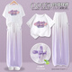 Piggy Pete Girls Summer Suit Dopamine 2025 New Children's and Big Children's National Style Summer Suit Two-piece Set Fashionable Summer Casual 15117 Gradient Purple + 9922 White 150 cm