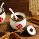 Sheli Chinese-style Fu character household kitchen lard jar ceramic high temperature resistant oil spicy jar salt jar chili jar meat oil jar large size 1.9L (with spoon) high temperature resistant | can heat oil