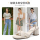 
ZHR Sandals for women in summer elegant one-length strap thick heels for women gentle solid color high heels for women Y683 light yellow 37
