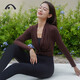Aixiabu yoga wear women's top autumn and winter high-end fashion temperament slimming Pilates long-sleeved blouse sports jacket special price brown coffee_single top A23098RCQS S