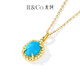 IL&CO Youke S925 Silver Natural Turquoise Necklace Women's Light Luxury Clavicle Chain Birthday Valentine's Day Gift for Girlfriend S925 Silver Turquoise Necklace