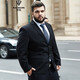 Xi Chen plus size suit men's plus size suit business casual professional workwear groom wedding dress formal black two-piece suit + trousers XL 180 (120-150Jin Jin equals 0.5 kg)