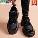 CARTELO men's leather shoes men's thick-soled British trend inner heightening derby shoes genuine leather business formal wear Korean patent leather casual shoes black non-heightening 40