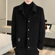 Pierre Cardin light luxury high-end spring and autumn double-sided woolen coat woolen coat men's short down-lined woolen woolen jacket black + down XL 180