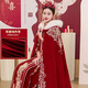 Libaixin 2025 New Chinese Style Bridal Xiuhe Cloak Wedding Shawl with Winter Thickened Hanfu Large Fur Collar Cape Burgundy B Style Thickened One Size