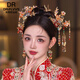 DR-FLVVS Xiuhe clothing headwear new Chinese style headwear 2024 new style atmospheric ancient style bridal hair accessories wedding dress accessories red glazed hair accessories set