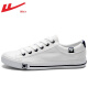 Pull back men's shoes canvas shoes spring and summer sneakers breathable casual shoes low-cut lace-up cloth shoes couple style women's shoes student small white white HL709T42